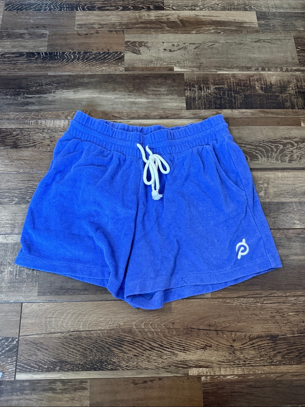 Peloton periwinkle Terry Cloth Athletic Shorts - Picture 1 of 3